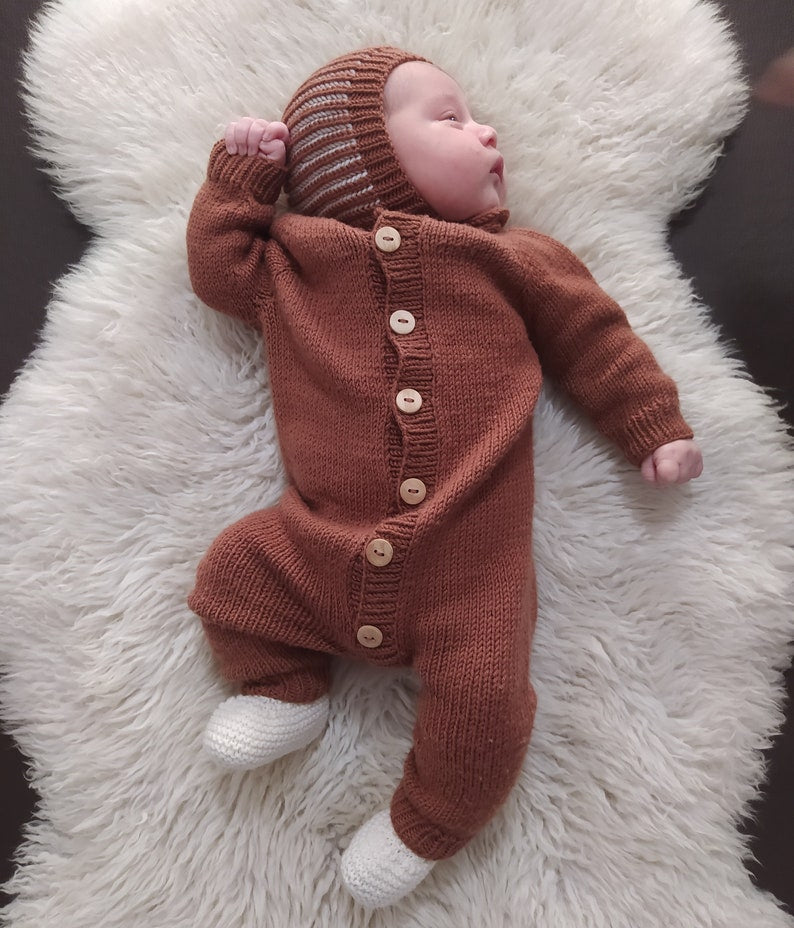 Autumn Baby Overalls Knitting Pattern