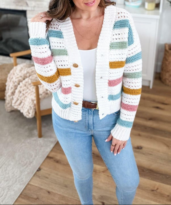Modern Stripe Cardigan Crochet Pattern