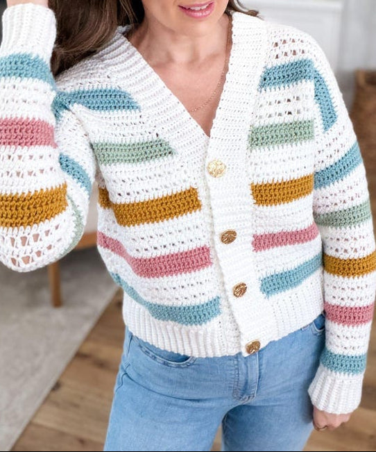 Modern Stripe Cardigan Crochet Pattern