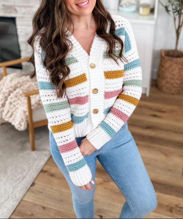 Modern Stripe Cardigan Crochet Pattern