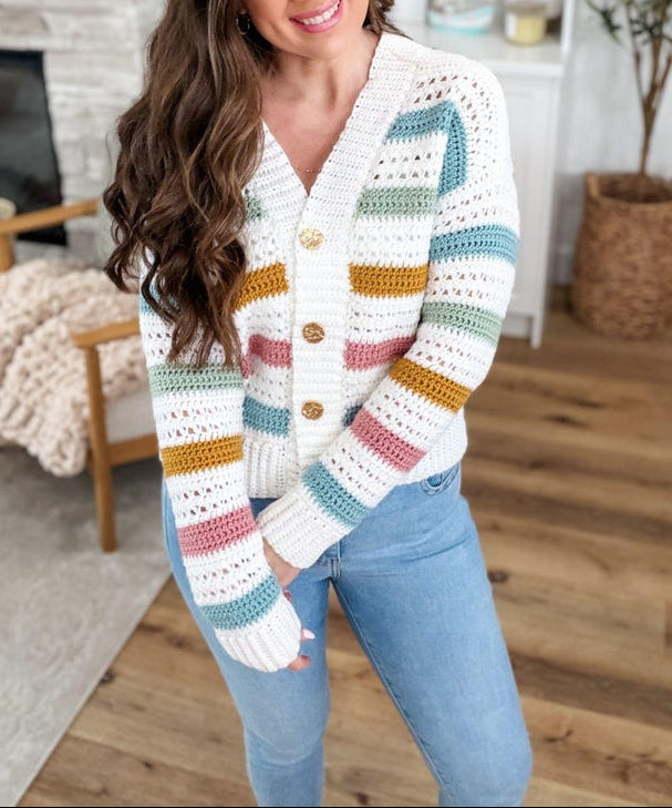Modern Stripe Cardigan Crochet Pattern